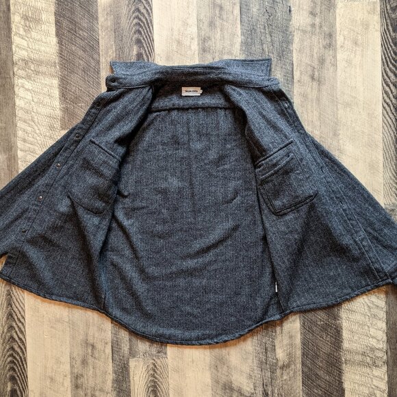 Taylor Stitch Explorer Shirt Coal Herringbone Grey Wool Small - Picture 3 of 8